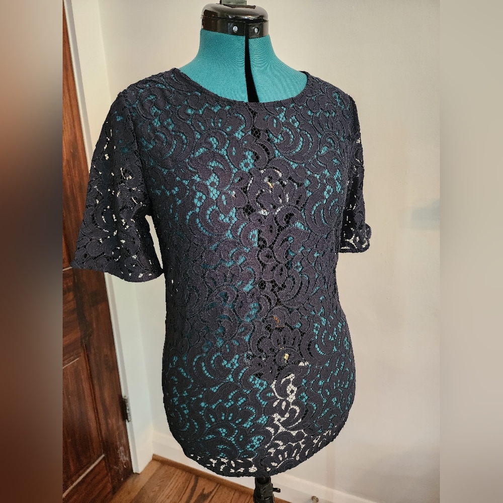Loft Short Sleeve Lace Blouse